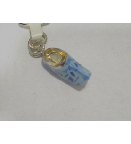 Zilver hanger/bedel klomp email blauw klein - 21744