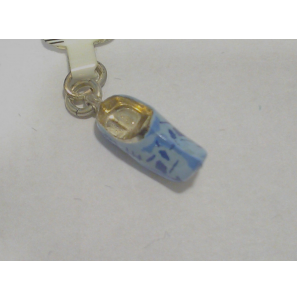 Zilver hanger/bedel klomp email blauw klein - 21744