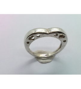 Zilver dames ring hart model met hartjes mt. 16¾ - 43671