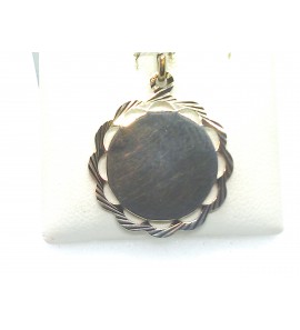 Zilver graveerplaat rond met schulprand - 51677