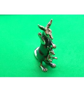 Zilver miniatuur Kangaroe met baby 40 mm - 20400