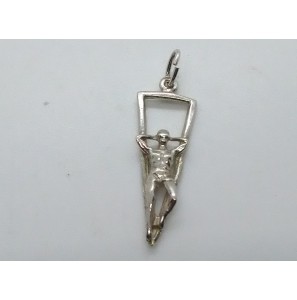 Zilver hanger/bedel Man in drie hoek - 25577
