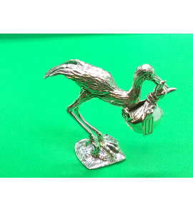 Zilver miniatuur Ooievaar met baby 55 mm - 1000116