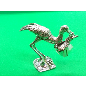 Zilver miniatuur Ooievaar met baby 55 mm - 1000116