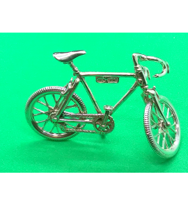 Zilver miniatuur Recefiets 6 x 4.5 cm - 1000117