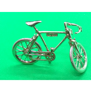 Zilver miniatuur Recefiets 6 x 4.5 cm - 1000117