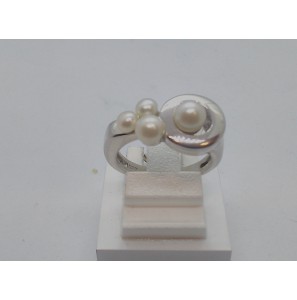 Zilver dames ring gerodineerd met zoetwaterparels - 3122203