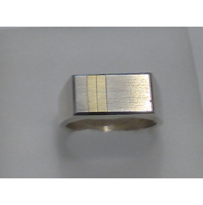 Zilver herenring met goud streep maat 64 - 3122211
