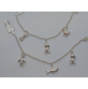 Zilver jass. bedelarmband eend/vis/pingwing gesoldeerd - 3000807