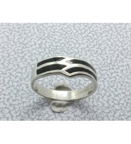 Zilver dames ring met zwart emaile mt. 16¼ - 3002751