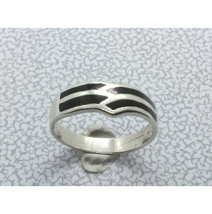 Zilver dames ring met zwart emaile mt. 16¼ - 3002751
