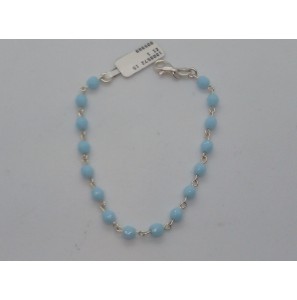 Zilver armband + turq kralen - 1000572