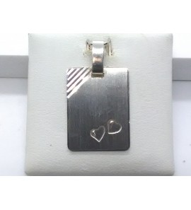 Zilver graveerplaat 14x19 mm 2 hartjes - 49708