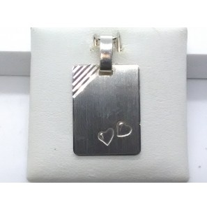 Zilver graveerplaat 14x19 mm 2 hartjes - 49708
