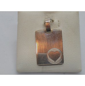 Zilver graveerplaat 14x19 mm met hart - 49713