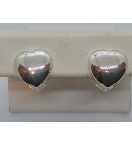Zilver klap-creolen hart model - 30949
