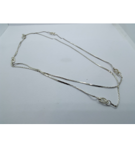 Zilver Chanel collier luna met 4x tussen stuk 80 cm - 1810