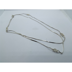 Zilver Chanel collier luna met 4x tussen stuk 80 cm - 1810