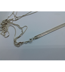 Zilver chanel collier 3-rij 90cm - 1814