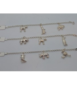 Zilver jass. bedelarmband 3 bedels gesoldeerd - 34397
