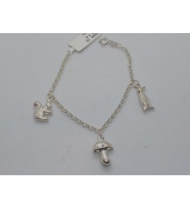 Zilver jass. bedelarmband 3 bedels gesold. - 34394