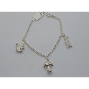 Zilver jass. bedelarmband 3 bedels gesold. - 34394