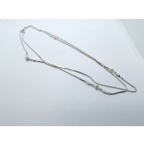 Zilver Chanel collier  met 4 tussenstukjes 80 cm - 1820