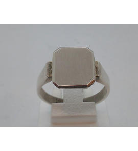 Zilver heren ring cachet 8-kant massief mt.21 - 45539