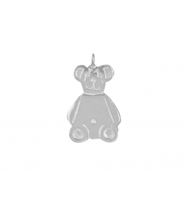 Zilver hanger/bedel Teddybeer plat groot - 45723