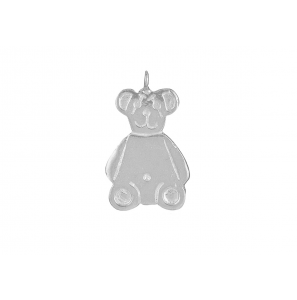 Zilver hanger/bedel Teddybeer plat groot - 45723