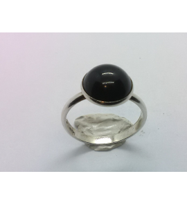 Zilver dames ring met cab.onix mt. 15¾ - 51455