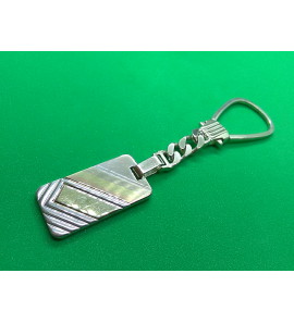 Zilver sleutelhanger met tricolour goud ingelegd - 3656