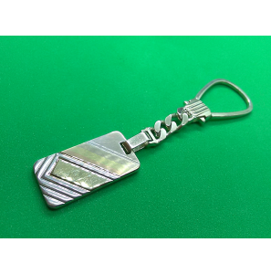 Zilver sleutelhanger met tricolour goud ingelegd - 3656