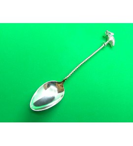 Zilver lepeltje met ooievaar & kind 12 cm - 25384