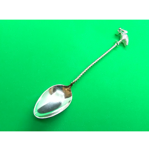 Zilver lepeltje met ooievaar & kind 12 cm - 25384