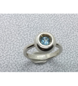 Zilver dames ring met licht blauw zirkonia mt 16¼ - 26436