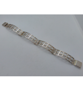 Zilver armband fant bakslot open ruitmotief 18 cm - 39366
