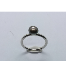 Zilver aanschuifring met gray freshwaterpearl mt. 15½ - 3019864