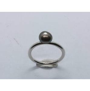 Zilver aanschuifring met gray freshwaterpearl mt. 15½ - 3019864