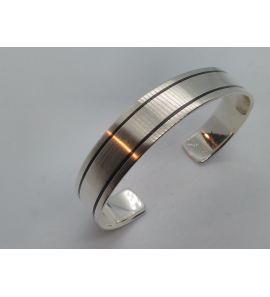 Zilver klemband mat met zwart emaille - 3014585