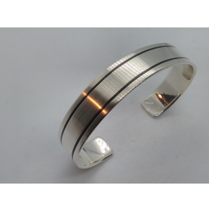 Zilver klemband mat met zwart emaille - 3014585