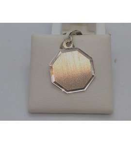 Zilver graveerplaat 8-kant 18 mm. - 3002778