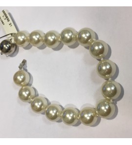 Parelarmband wit 12 mm met zilveren bolslot 21 cm - 3005830