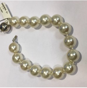 Parelarmband wit 12 mm met zilveren bolslot 21 cm - 3005830