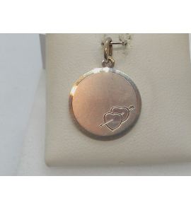 Zilver graveerplaat rond 16 mm+ 2 hartjes/pijl - 3003557