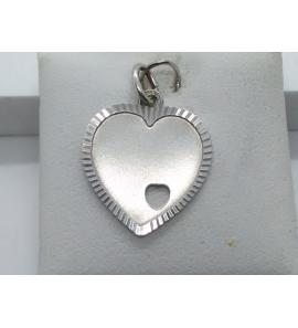 Zilver graveerplaat hartje + 1 uitg.hartje 18 mm - 3007878
