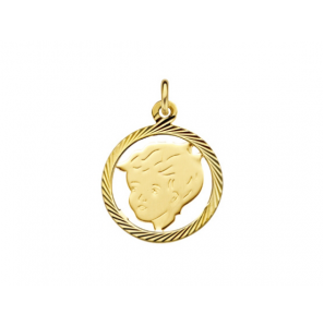 Goud kinderkopje piekhaar in rand 19 mm jongen - 3005659