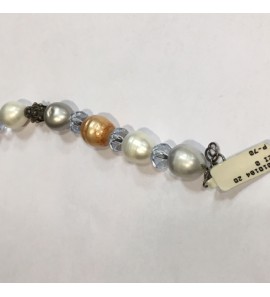 Zoetwater parel armband wit/grijs/brons met ametihst en bl.topaa - 3010184