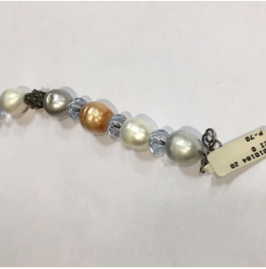 Zoetwater parel armband wit/grijs/brons met ametihst en bl.topaa - 3010184