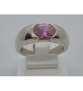 Zilver LOOK! ring met roze zirkonia - 3012288